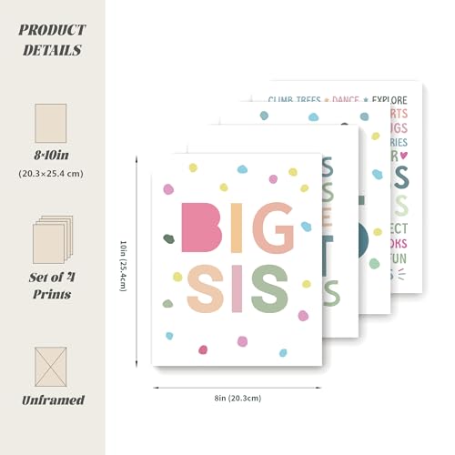 LARTSFRO Brother and Sister Make The Best Friends Wall Art Decor Posters, Baby Boys Gril Nursery Room Playroom Bedroom Bathroom Wall Art Decor, Inspirational Decor for Big Sister Little Brother Nursery Toddler Baby, Gifts for Kids 10x8 Inch Set of 4 Pcs (UNFRAMED) - Image 2