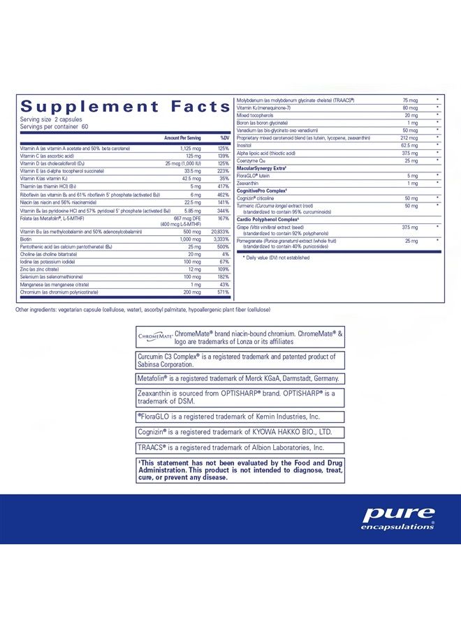 Pure Encapsulations Longevity Nutrients | Multivitamin/Mineral Complex to Support Healthy Aging, Brain Function, Eyes, Bones, and Vascular Health* | 120 Capsules - Image 1
