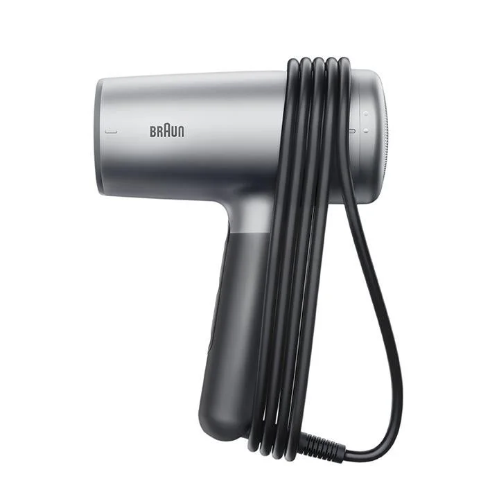Braun Hairdryer HD4.3, Hair Dryer, HTDC motor, 2200 Watts, +3 Attachments, Large diffuser, Straightening Comb, HTDC motor, Electronic LED indicator, Super ionic function, Electro Grey - BRHD435SDE
