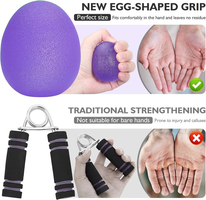 Peradix Hand Grip Strength Trainer, Stress Relief Ball, Wrist Rehab Therapy Hand Grip Equipment Ball Squishy Tools - Set of 3 Finger Resistance Exercise Squeezer - Image 2