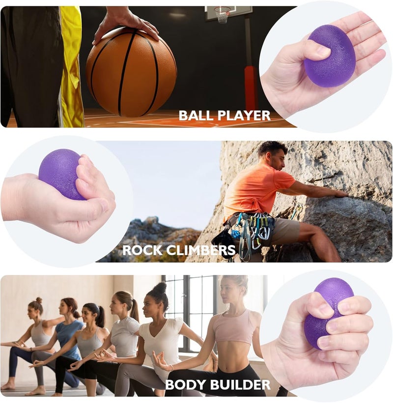 Peradix Hand Grip Strength Trainer, Stress Relief Ball, Wrist Rehab Therapy Hand Grip Equipment Ball Squishy Tools - Set of 3 Finger Resistance Exercise Squeezer - Image 5