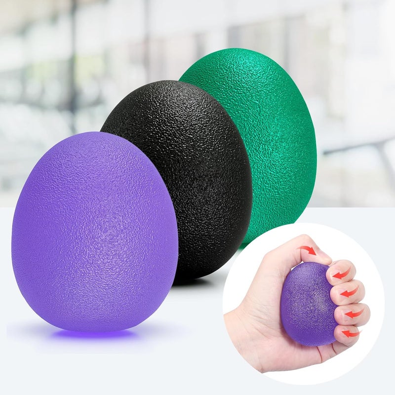 Peradix Hand Grip Strength Trainer, Stress Relief Ball, Wrist Rehab Therapy Hand Grip Equipment Ball Squishy Tools - Set of 3 Finger Resistance Exercise Squeezer - Image 1