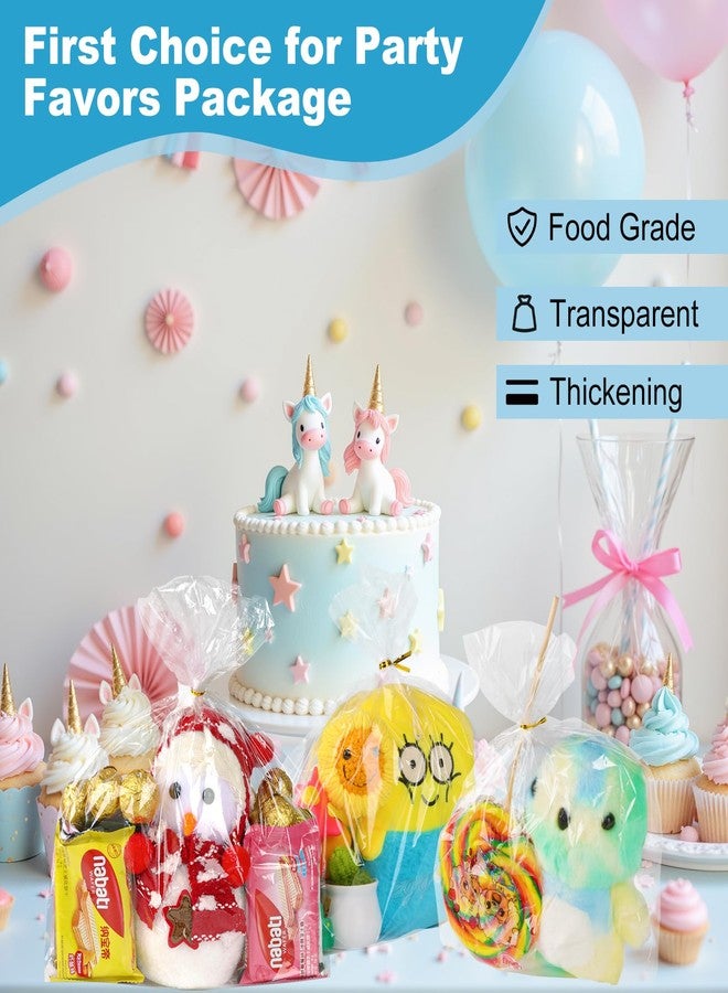 SUREHOME Cellophane Bags Clear Treat Bags with Ties 50 Pcs 9"x12" x3.15" Flat Bottom Gusset Gift Wrappers Can Stand Up Cello Goodie Bag for Birthday Party Favors Candy Snack Mugs Gift Giving Packaging - Image 2