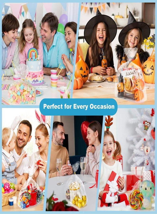 SUREHOME Cellophane Bags Clear Treat Bags with Ties 50 Pcs 9"x12" x3.15" Flat Bottom Gusset Gift Wrappers Can Stand Up Cello Goodie Bag for Birthday Party Favors Candy Snack Mugs Gift Giving Packaging - Image 5
