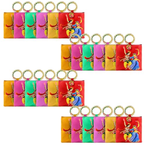 AT Ankit Traders Women Potli Bags Pack of 24 | Gifting Potli with Zip & Bangle Handle | Traditional Shagun Return Gifts Potli for Mehandi, Haldi, Baby Shower, Wedding, Sangeet (Radha Krishna) - Image 1