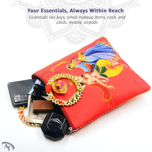 AT Ankit Traders Women Potli Bags Pack of 24 | Gifting Potli with Zip & Bangle Handle | Traditional Shagun Return Gifts Potli for Mehandi, Haldi, Baby Shower, Wedding, Sangeet (Radha Krishna) - Image 5