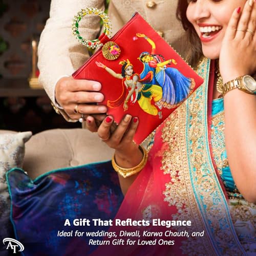AT Ankit Traders Women Potli Bags Pack of 24 | Gifting Potli with Zip & Bangle Handle | Traditional Shagun Return Gifts Potli for Mehandi, Haldi, Baby Shower, Wedding, Sangeet (Radha Krishna) - Image 4