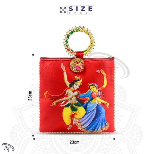 AT Ankit Traders Women Potli Bags Pack of 24 | Gifting Potli with Zip & Bangle Handle | Traditional Shagun Return Gifts Potli for Mehandi, Haldi, Baby Shower, Wedding, Sangeet (Radha Krishna) - Image 3