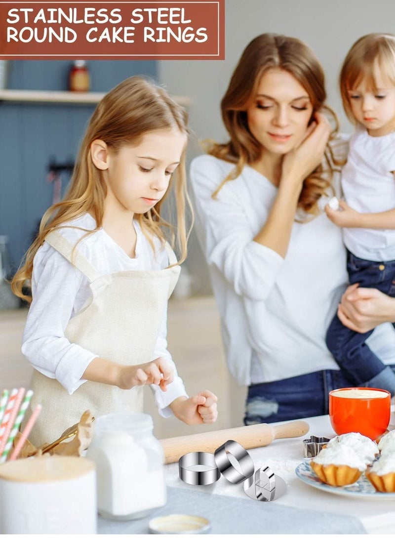 KASTWAVE Mousse Cake Mold Mousse Rings 304 Food Grade Stainless Steel Cake Circle Cake Mold with Pusher, 8cm Diameter, Set of 6 Easy to Use Clean Dishwasher Safe Durable and Heat Resistant (Round) - Image 3