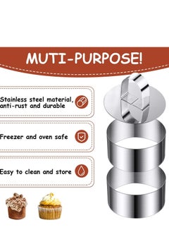 KASTWAVE Mousse Cake Mold Mousse Rings 304 Food Grade Stainless Steel Cake Circle Cake Mold with Pusher, 8cm Diameter, Set of 6 Easy to Use Clean Dishwasher Safe Durable and Heat Resistant (Round)  - Image 4