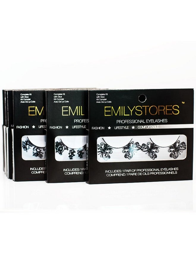 EMILYSTORES - Spider Web Crown Halloween Costume Fancy Fashion Party Look Black Paper Lashes False Eyelashes 1 Pairs - Image 1
