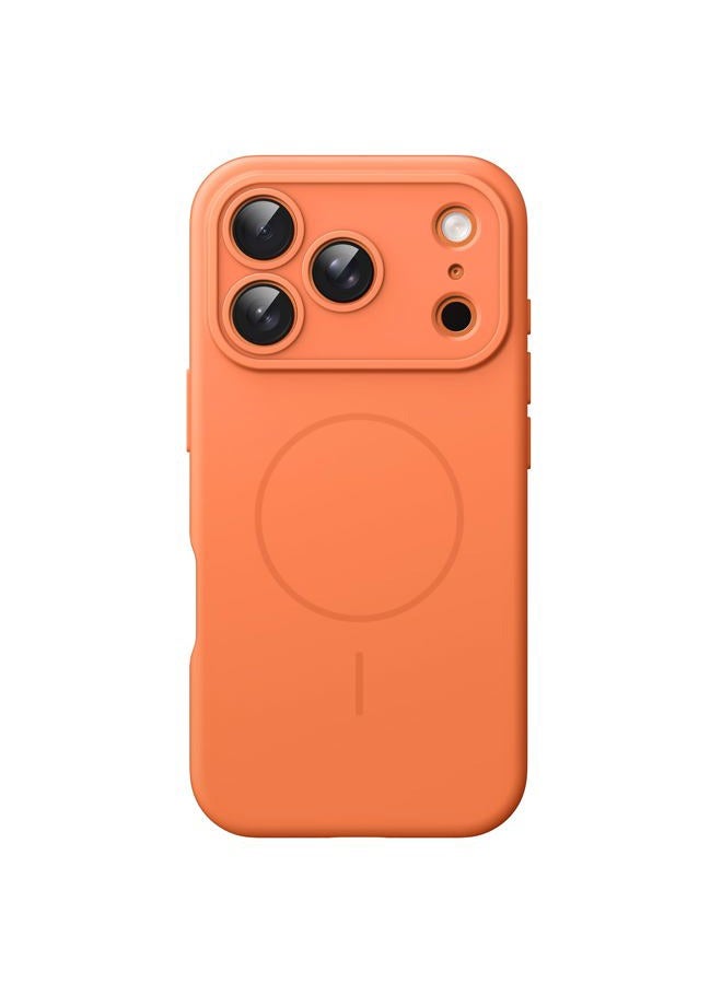 Jetech Magnetic Silicone Case for iPhone 17 Pro Max 6.9-Inch, Compatible with MagSafe, Silky Soft Touch, Shock Absorbing Phone Cover with Camera Lens Protection (Orange) - Image 1