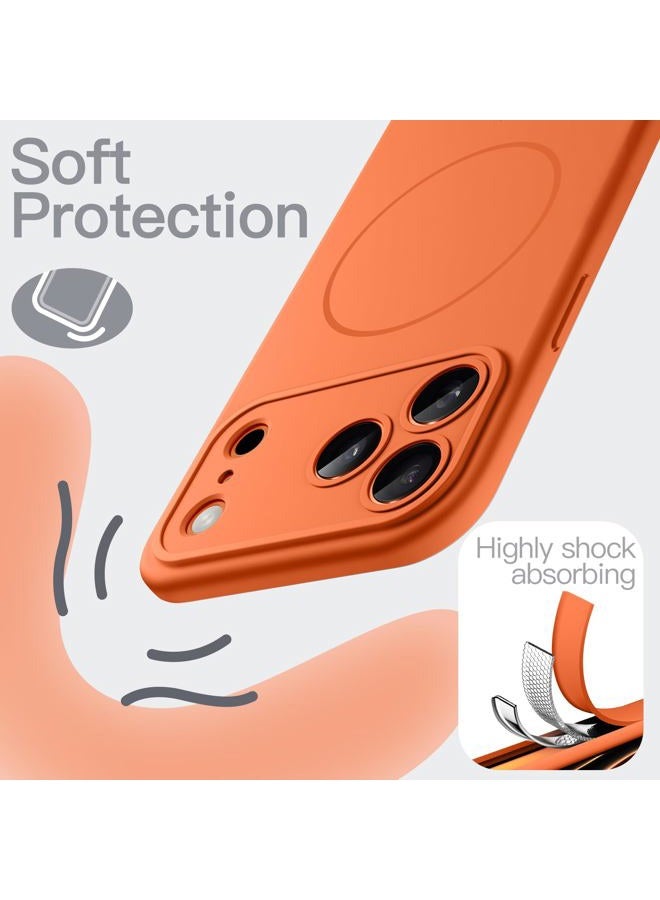 Jetech Magnetic Silicone Case for iPhone 17 Pro Max 6.9-Inch, Compatible with MagSafe, Silky Soft Touch, Shock Absorbing Phone Cover with Camera Lens Protection (Orange) - Image 5