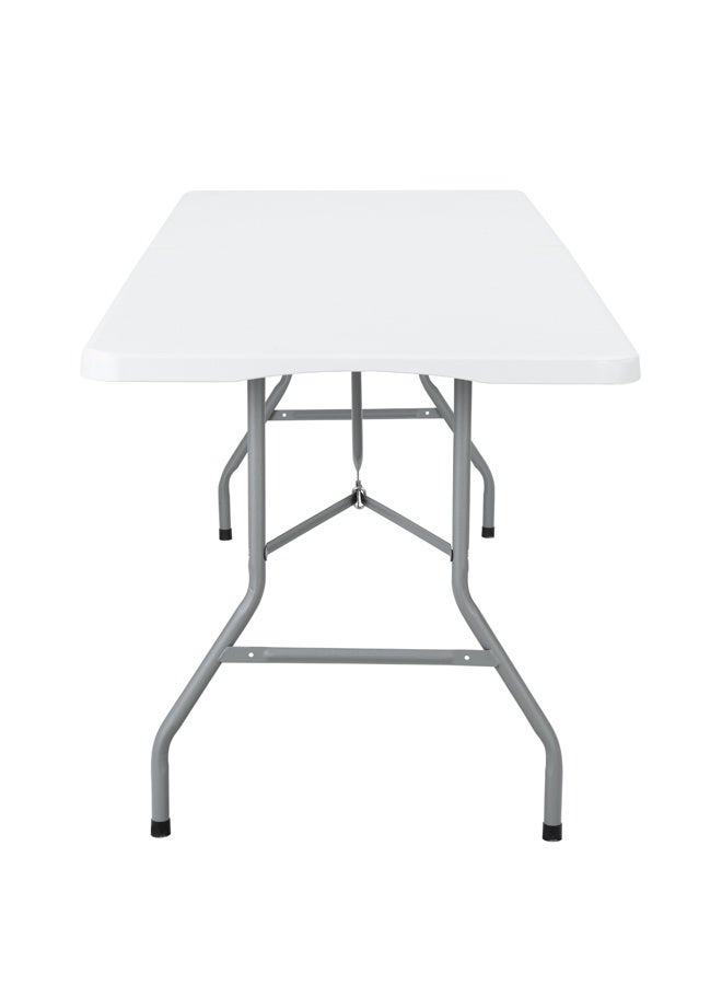 لوازم طاولة نزهة بلاستيكية قابلة للطي 240×73.5×74 سم - أبيض - خفيفة الوزن، تطوى من المنتصف، مع مقبض حمل وارتفاع قابل للتعديل - مثالية للفعاليات الخارجية، التخييم، الرحلات، الحفلات والشواء - Image 5
