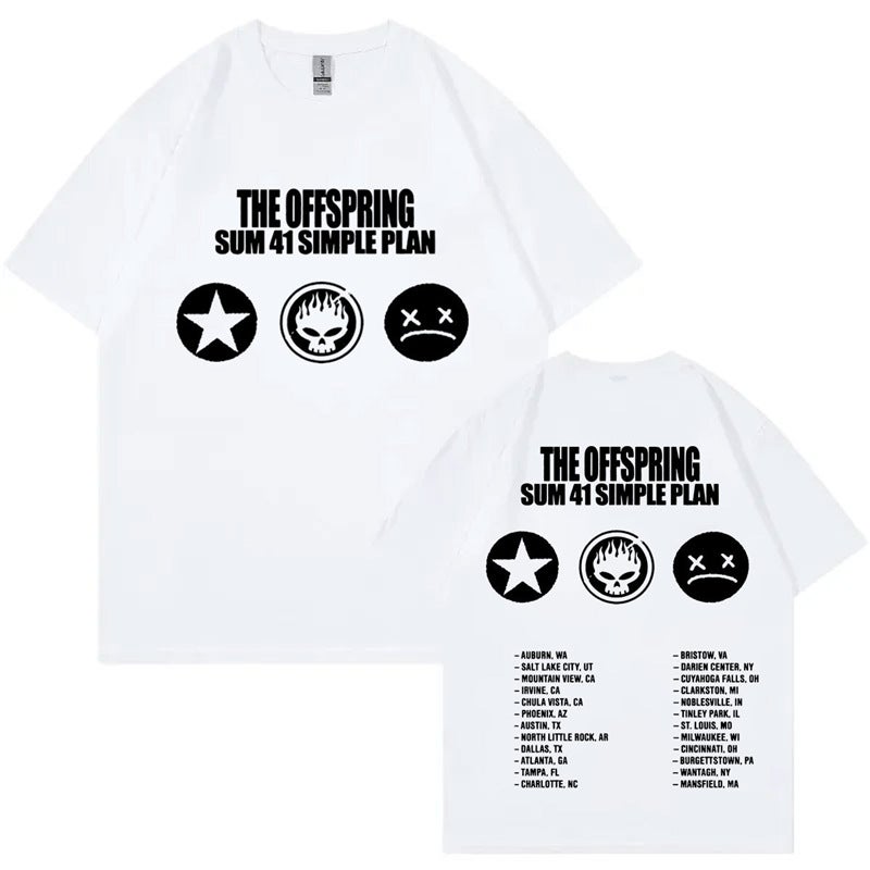 Punk Band The Offspring Sum 41 Simple Plan Tour Print T-Shirt - Image 3