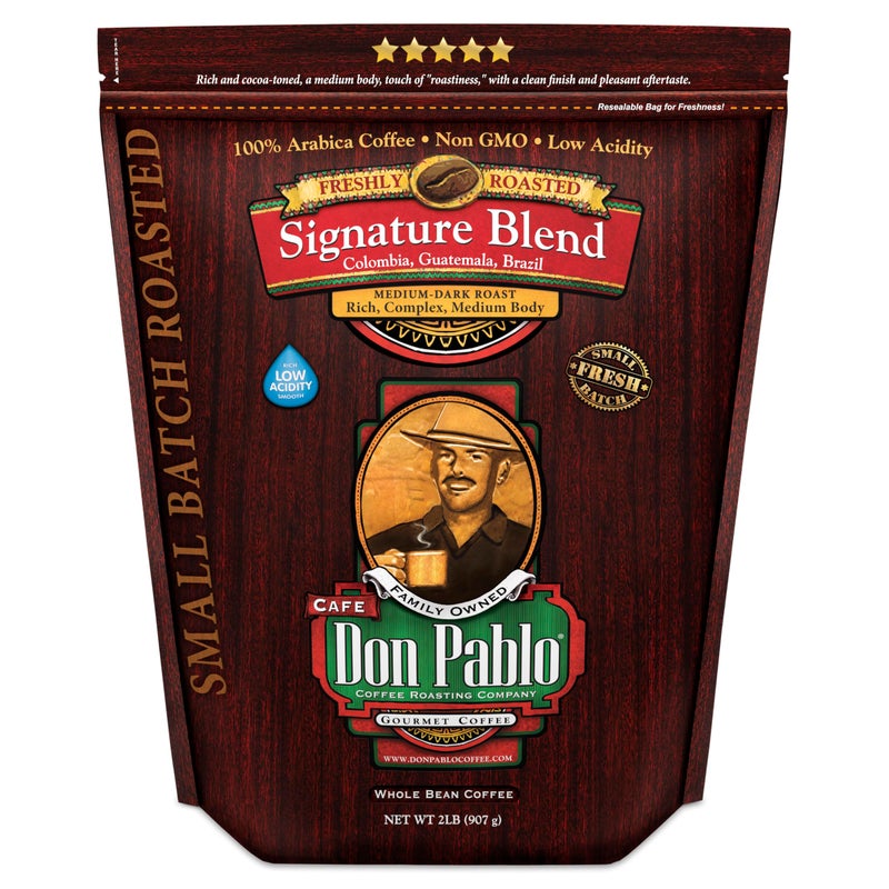 Cafe Don Pablo Don Pablo Gourmet Coffee  Signature Blend  Medium Dark Roast  Whole Bean Coffee  100 Arabica Beans  Low Acidity and NonGMO 2 Pound Original - Image 3