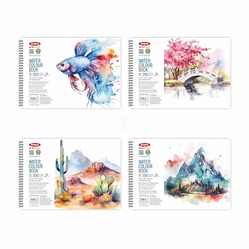 Anupam Artists Watercolour Wire-O Book 200 GSM Cold Pressed A4 40 Pages for Watercolour, Gouache, Ink, Acrylic, Wet & Mixed Media, Art Painting, Drawing for Artists & Amateurs - Image 4