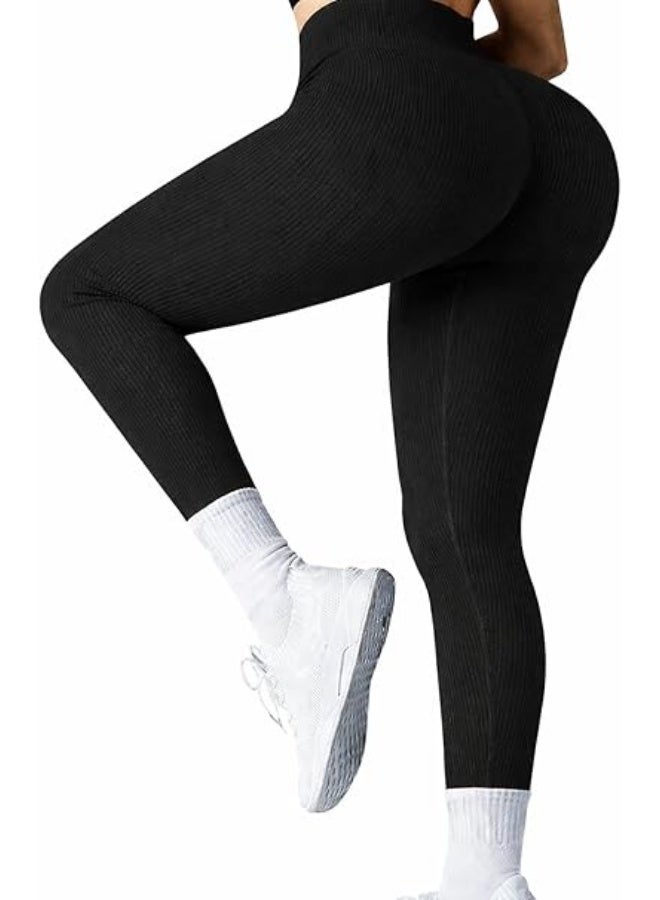 Ronza High Waist Ribbed Cotton Sports Leggings for Women and Girls Stretchy Breathable Activewear Comfortable Fit Up to 105 Kilo - Image 1