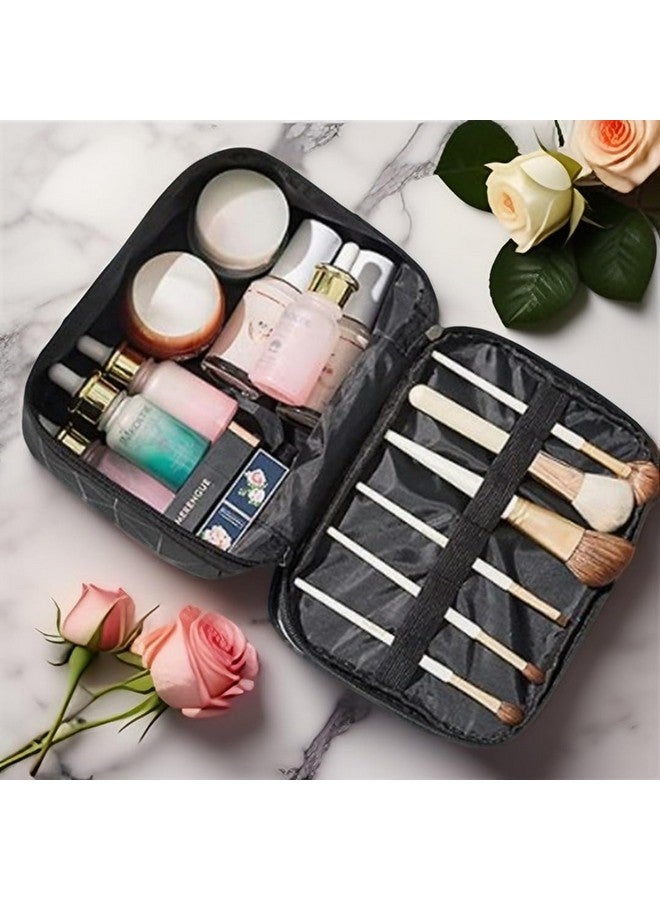 MVM Enterprise Cosmetic Travel Bag Waterproof Dual-Layer & Spacious ORGANIZING Makeup, TOILETRIES, Skincare, Brushes & Accessories Portable Design Ideal Travel Bag (Black) - Image 3