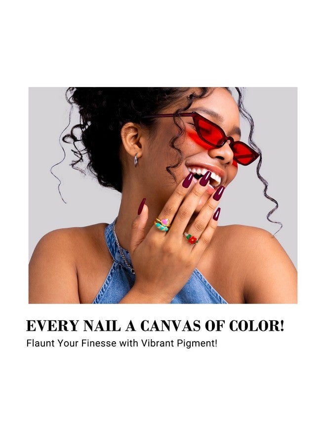 MelodySusie Semi Cured Gel Nail Strips, Wine Red - Works With Any Nail Lamps, Salon-Quality, Long Lasting, Easy To Apply - Includes 30Pcs, 2 Prep Pads, Nail File & Wooden Stick - Image 4