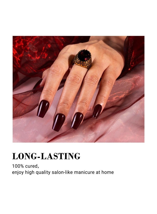 MelodySusie Semi Cured Gel Nail Strips, Wine Red - Works With Any Nail Lamps, Salon-Quality, Long Lasting, Easy To Apply - Includes 30Pcs, 2 Prep Pads, Nail File & Wooden Stick - Image 5