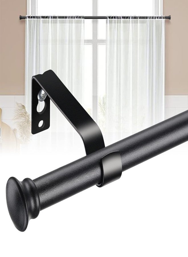 LAKEROD Curtain Rods for Windows 28 to 50 Inch - 5/8” Heavy Duty Curtain Rod Set - Decorative Cafe Drapery Rods with Brackets for Kitchen,Bathroom,Sliding Door - Matte Black - Image 1