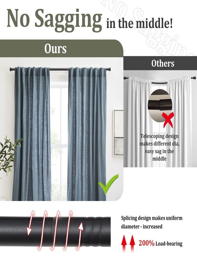 LAKEROD Curtain Rods for Windows 28 to 50 Inch - 5/8” Heavy Duty Curtain Rod Set - Decorative Cafe Drapery Rods with Brackets for Kitchen,Bathroom,Sliding Door - Matte Black - Image 3