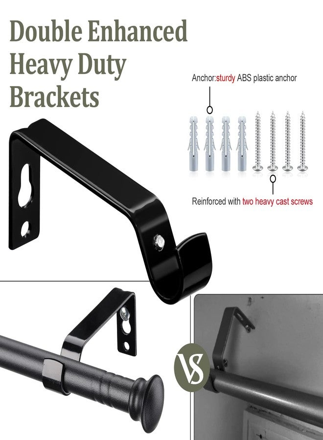 LAKEROD Curtain Rods for Windows 28 to 50 Inch - 5/8” Heavy Duty Curtain Rod Set - Decorative Cafe Drapery Rods with Brackets for Kitchen,Bathroom,Sliding Door - Matte Black - Image 5