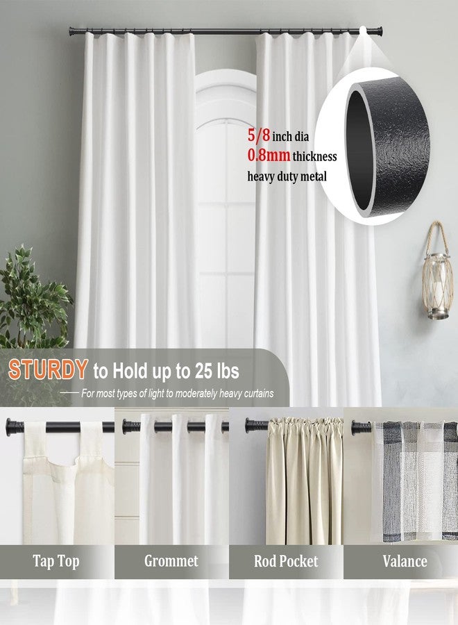 LAKEROD Curtain Rods for Windows 28 to 50 Inch - 5/8” Heavy Duty Curtain Rod Set - Decorative Cafe Drapery Rods with Brackets for Kitchen,Bathroom,Sliding Door - Matte Black - Image 2