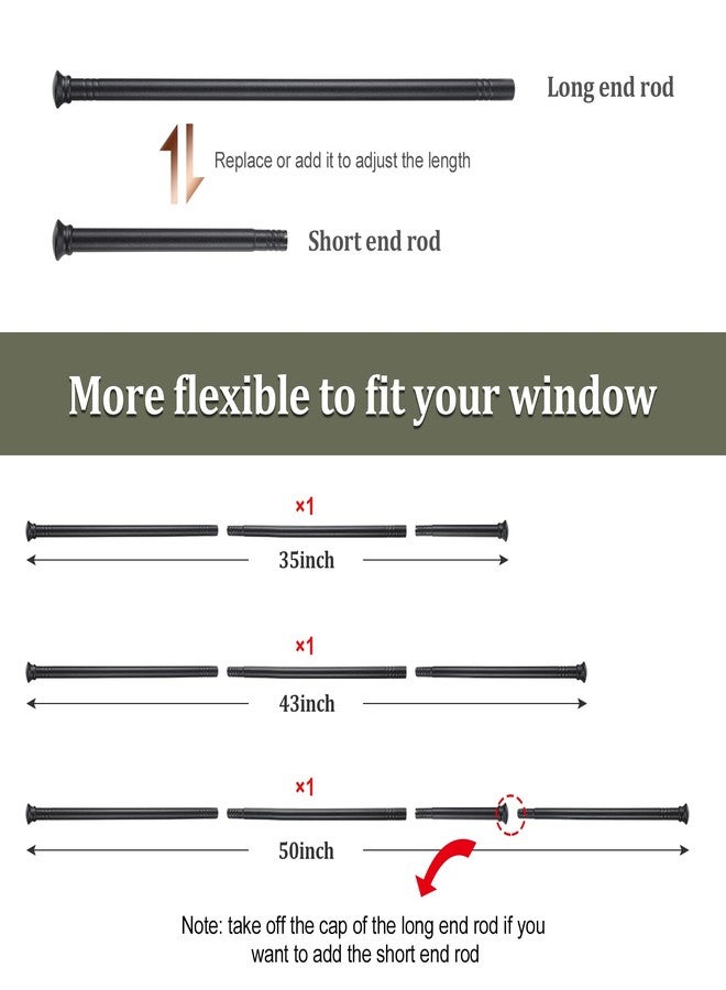 LAKEROD Curtain Rods for Windows 28 to 50 Inch - 5/8” Heavy Duty Curtain Rod Set - Decorative Cafe Drapery Rods with Brackets for Kitchen,Bathroom,Sliding Door - Matte Black - Image 4
