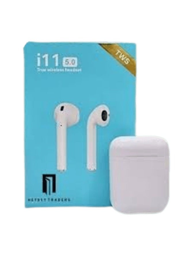 TWS - i11 Bluetooth True Wireless Headset With White Charging Case - Image 1