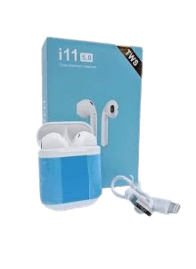 TWS - i11 Bluetooth True Wireless Headset With White Charging Case - Image 1