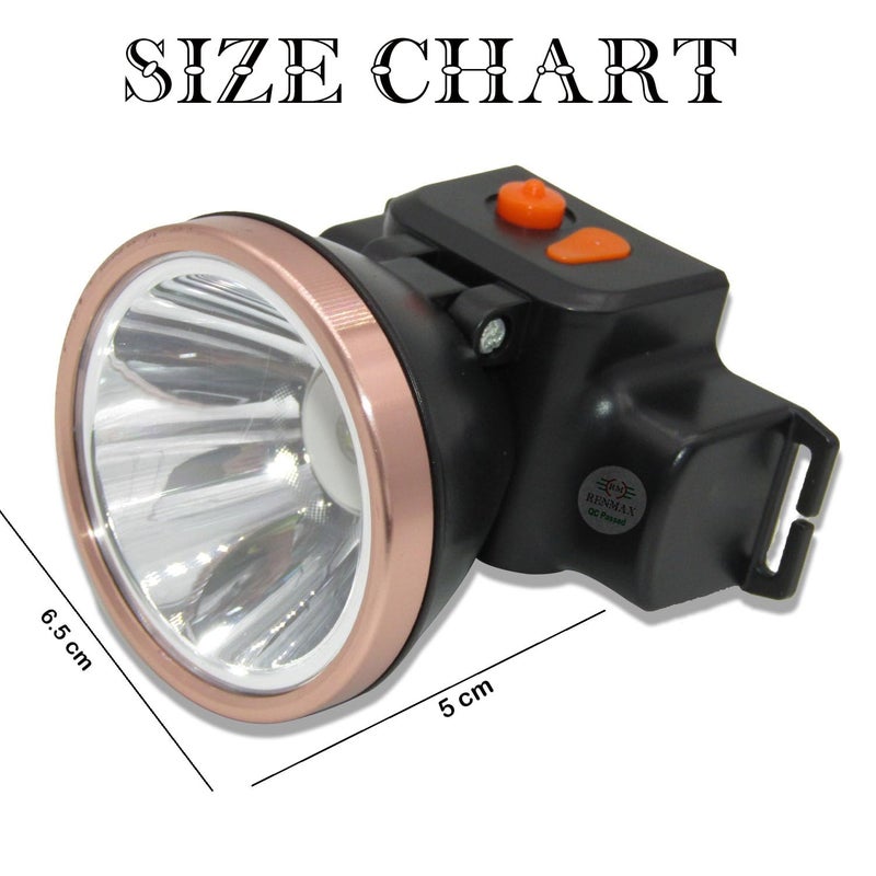 RENMAX مصباح رأس قابل لإعادة الشحن مقاوم للعوامل الجوية LED فلاش سبوت لايت للدراجات والتخييم والكهوف والمشي والصيد والتجوال بلاستيك ABS - 1 قطعة (50 واط - 7224A) - Image 2