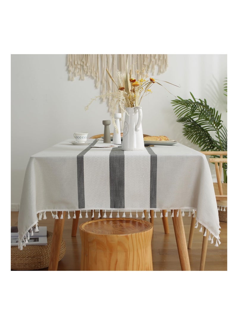 سيوسي Rectangular Cotton Linen Table Cloth, (55×86“, Grey) 4-6 Seats Tassel Tablecloth Cotton Linen Tablecloths Elegant Rectangle Tablecloth Dust-Resistant Cotton Table Cloth for Indoor Outdoor Party - Image 5