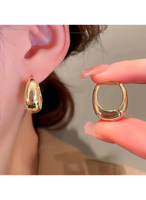 1 Pair Vintage Elegant Geometric Hoop Earrings for Women, Copper Material with Posts, Fashionable Daily Wear Jewelry Accessory, All-Season Suitable, Seasonal Accessories|Polished Finish|Sophisticated Look, Quirky Earrings