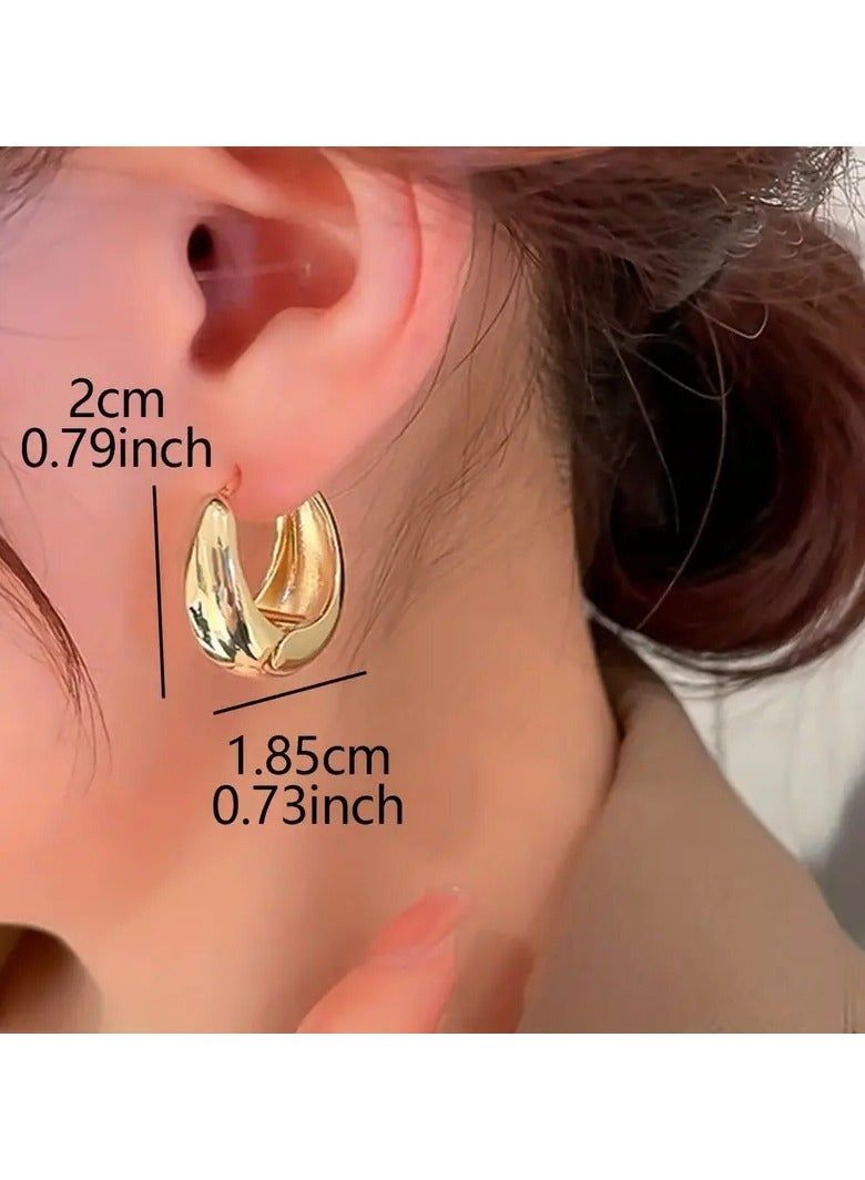 Goolsky 1 زوج من أقراط هووب هندسية أنيقة عتيقة للنساء، مصنوعة من النحاس مع دبابيس، إكسسوار مجوهرات يومية عصرية، مناسبة لجميع المواسم، إكسسوارات موسمية|تشطيب مصقول|مظهر متطور، أقراط غريبة - Image 3