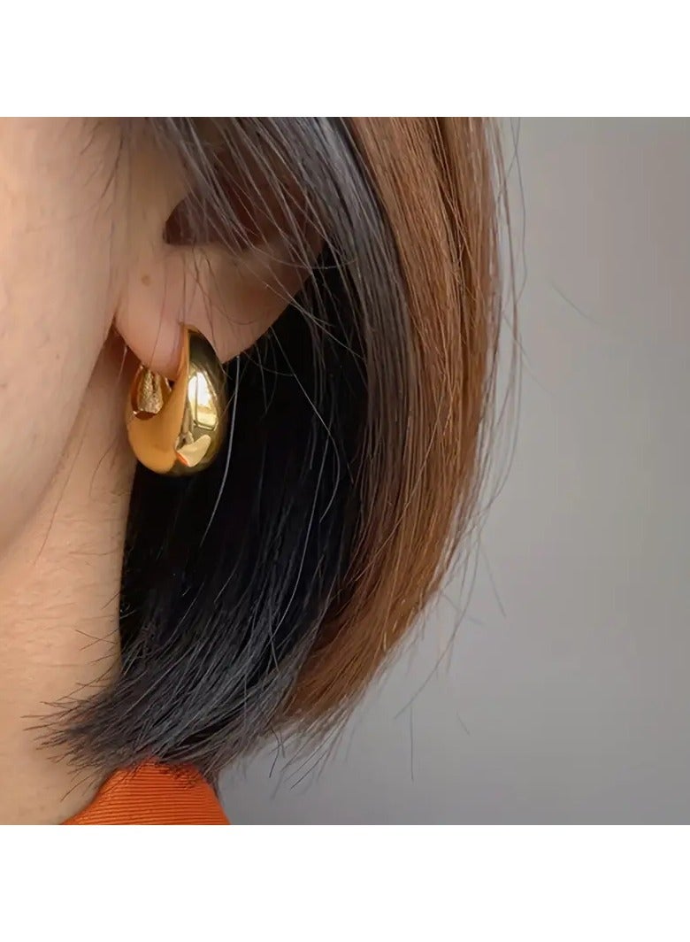 Goolsky 1 زوج من أقراط هووب هندسية أنيقة عتيقة للنساء، مصنوعة من النحاس مع دبابيس، إكسسوار مجوهرات يومية عصرية، مناسبة لجميع المواسم، إكسسوارات موسمية|تشطيب مصقول|مظهر متطور، أقراط غريبة - Image 4