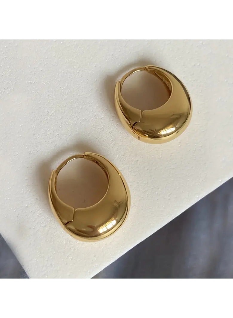 Goolsky 1 زوج من أقراط هووب هندسية أنيقة عتيقة للنساء، مصنوعة من النحاس مع دبابيس، إكسسوار مجوهرات يومية عصرية، مناسبة لجميع المواسم، إكسسوارات موسمية|تشطيب مصقول|مظهر متطور، أقراط غريبة - Image 5