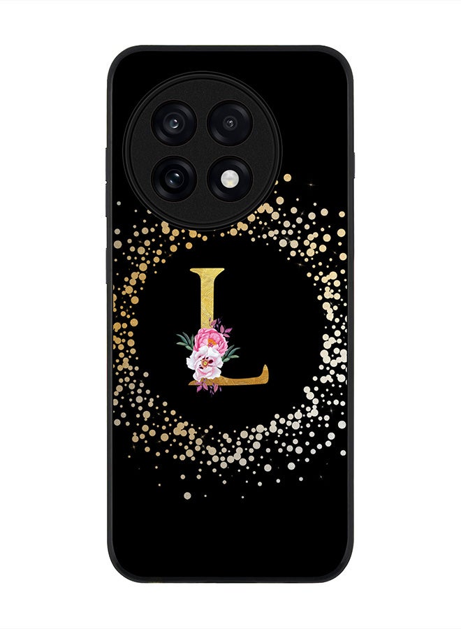 Stylizedd For OnePlus 13R / Ace 5 Pro Case,Slim fit Camera Protection, Shockproof Thin Phone cover  - Custom Monogram Floral - L ( Black )