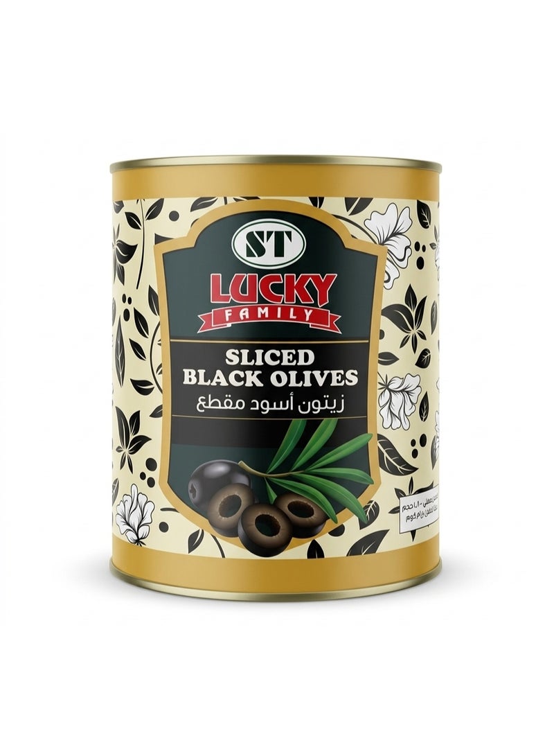 ST Lucky Family Sliced Black Olives Large Can 3.1kg - Image 1