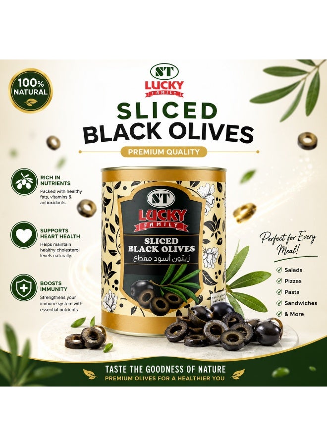ST Lucky Family Sliced Black Olives Large Can 3.1kg - Image 2