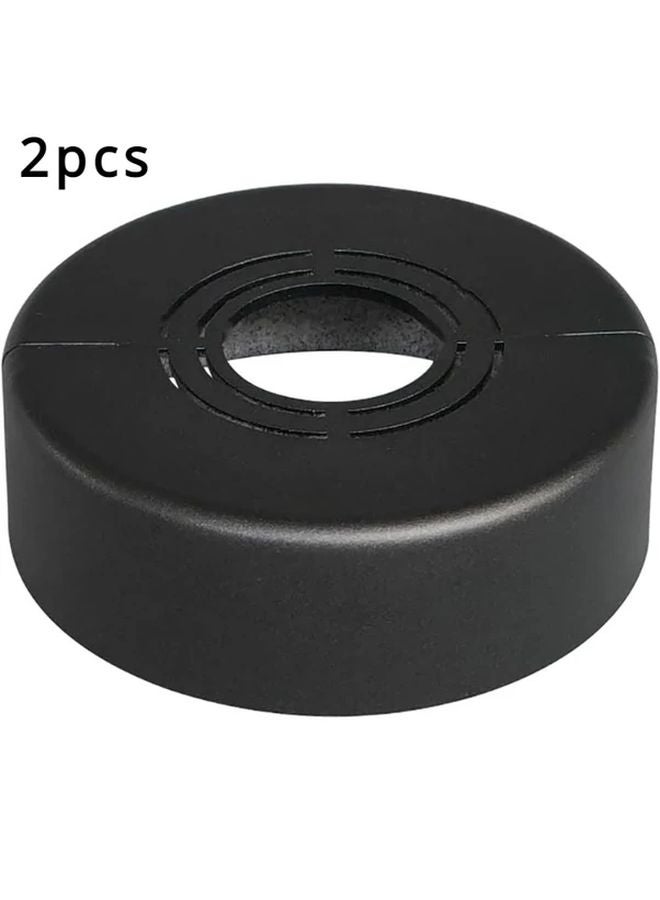 2pcs Black Plastic Wall Hole Cover Round Escutcheon Adjustable Pipe Flange Fittings - Image 1