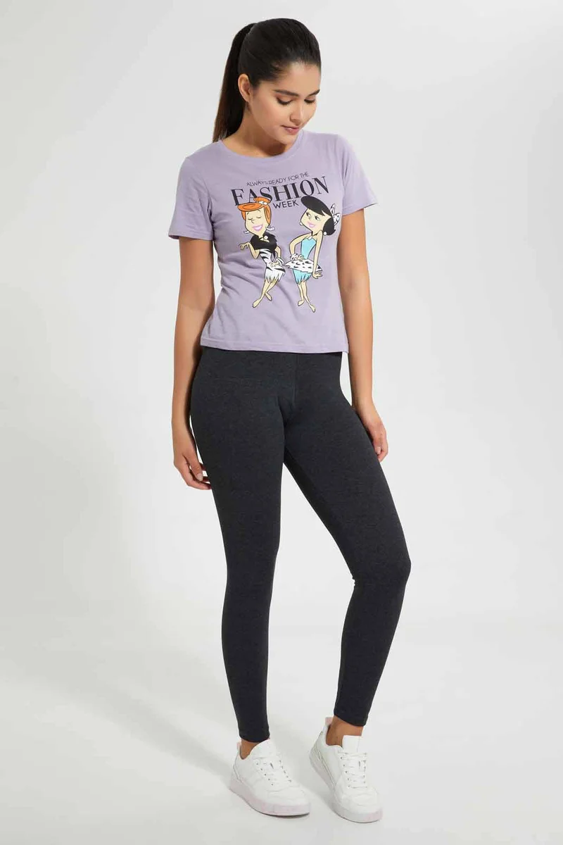 Redtag Grey Mélange Capri and Long-Length Leggings (Pack Of 2)
