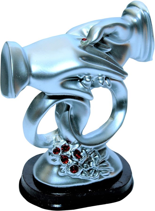 Sigaram Love Couple Ring Statue Polyresin Romantic Decorative Handicraft Figurine Gift Showpiece Used as Home Interior and Bedroom Décor in 10 cm Small Size Silver Colour Showpiece. - Image 2