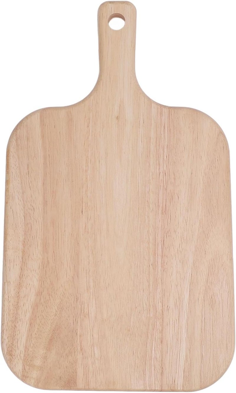 Wood Cutting Board with Handle, Chopping Board for Meat Cheese Bread Vegetables, Rubber Wood Charcuterie Serving Board for Kitchen Dining Outdoor Use (L) - Image 1