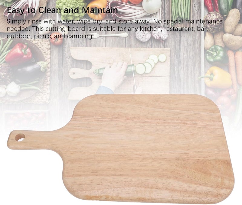 Wood Cutting Board with Handle, Chopping Board for Meat Cheese Bread Vegetables, Rubber Wood Charcuterie Serving Board for Kitchen Dining Outdoor Use (L) - Image 3
