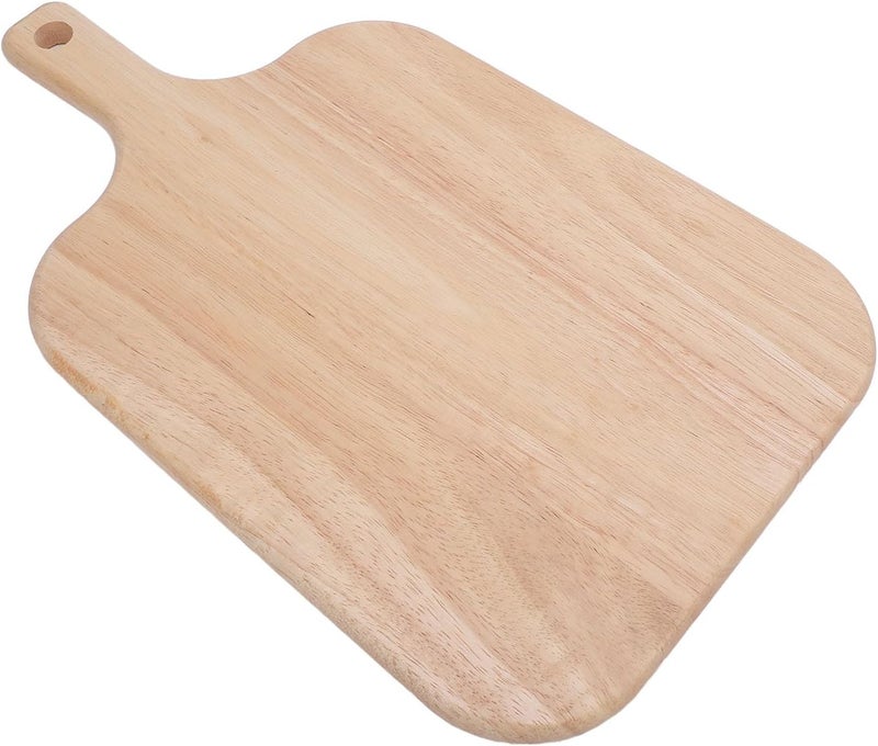 Wood Cutting Board with Handle, Chopping Board for Meat Cheese Bread Vegetables, Rubber Wood Charcuterie Serving Board for Kitchen Dining Outdoor Use (L) - Image 4