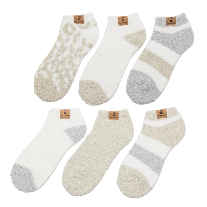 BEARPAW Ladies 6 Pair Pack Cozy Super Soft Warm Lounge Socks Multi Color Patterned Ankle and Low Cut, Moonbeam - Image 5