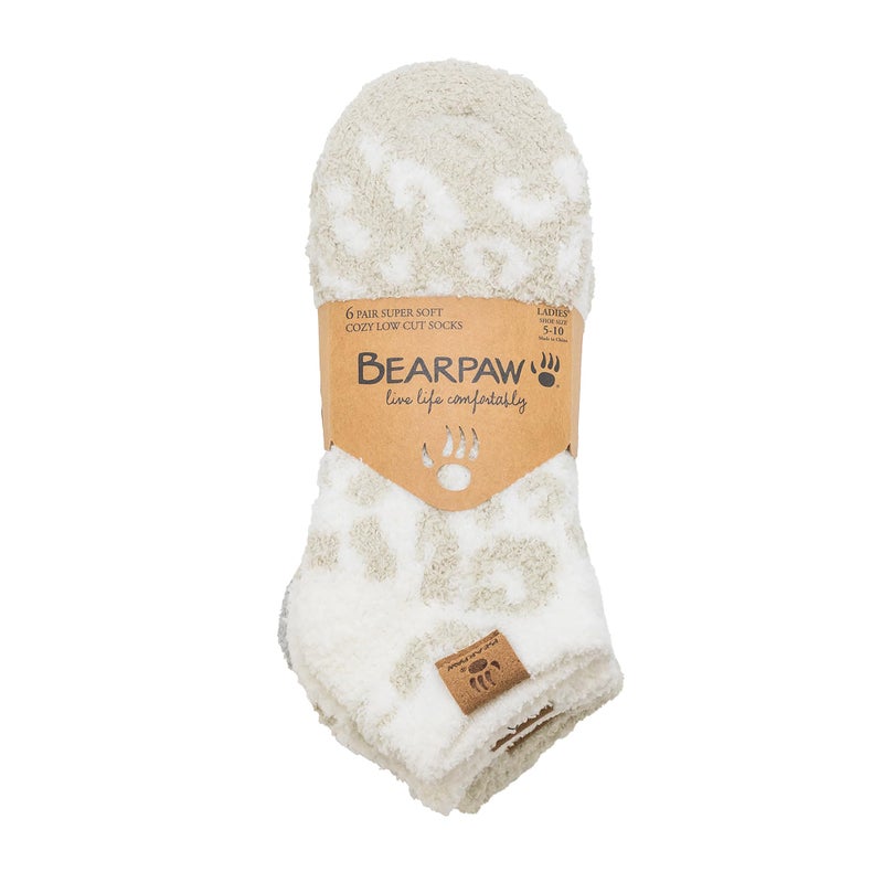 BEARPAW Ladies 6 Pair Pack Cozy Super Soft Warm Lounge Socks Multi Color Patterned Ankle and Low Cut, Moonbeam - Image 4