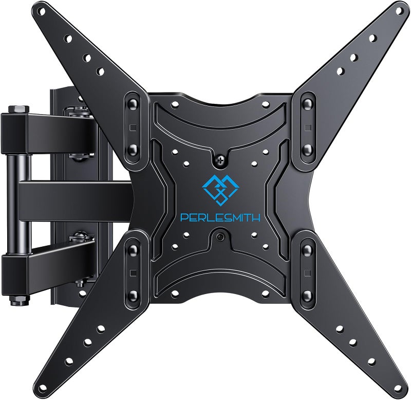 PERLESMITH Full Motion TV Wall Mount for 27-60 Inch Flat & Curved TVs, Single Stud TV Mount with Articulating Swivel Tilt - Wall Mount TV Bracket VESA 400x400mm up to 77 lbs, Perfect Center Design - Image 1